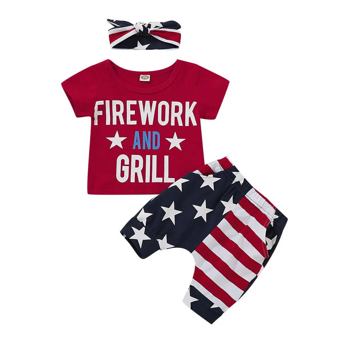 Новые детские топы для мальчиков и девочек футболка на День Независимости + шорты