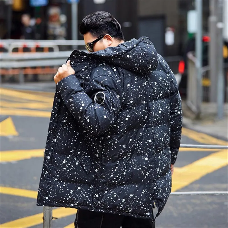 

New tide brand Large size XXL-5XL 6XL 7XL Men's Floral Top coat Autumn and Winter Models Thick Casual Cotton Coat