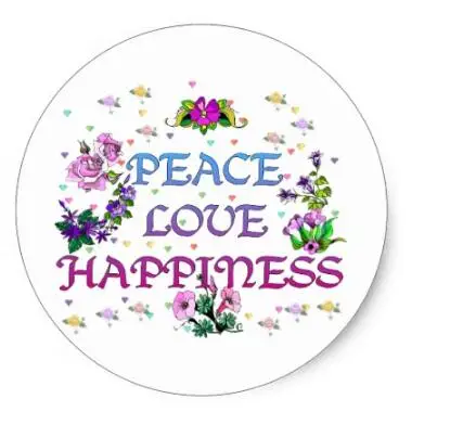 

1.5inch Peace Love Happiness Classic Round Sticker