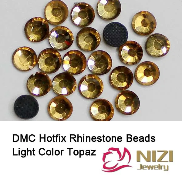 

DMC Hotfix Rhinestones Light Topaz Color Round Flatback Glue Backing Iron On Strass Diamonds DIY Crafts Jewerly Making Supplies