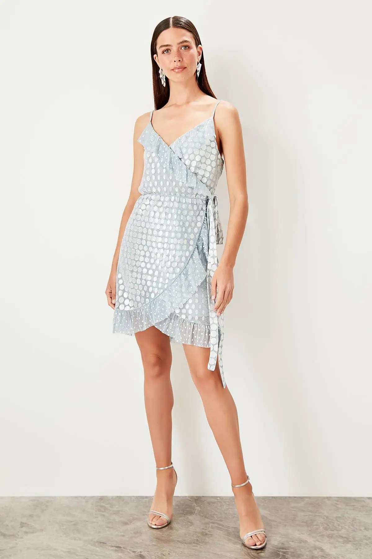 Trendyol Mavi Платье с оборкой TPRSS19EL0027|Женские платья| |