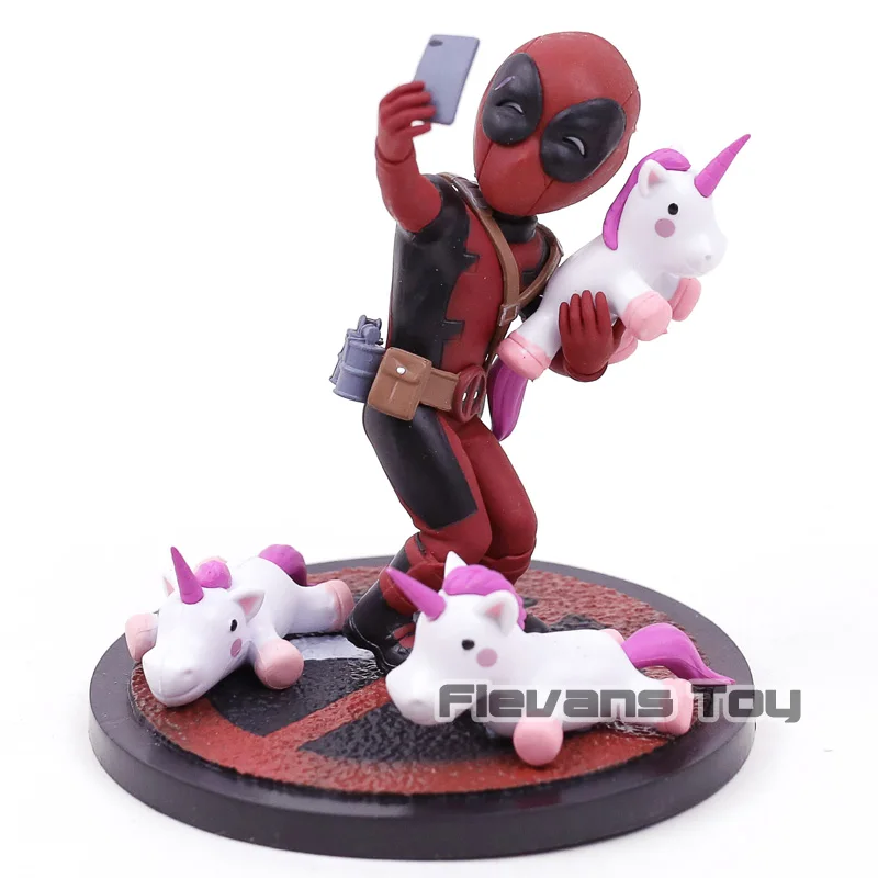 Q Fig Marvel Дэдпул # Unicornselfie ПВХ фигурка Коллекционная модель игрушечный автомобиль