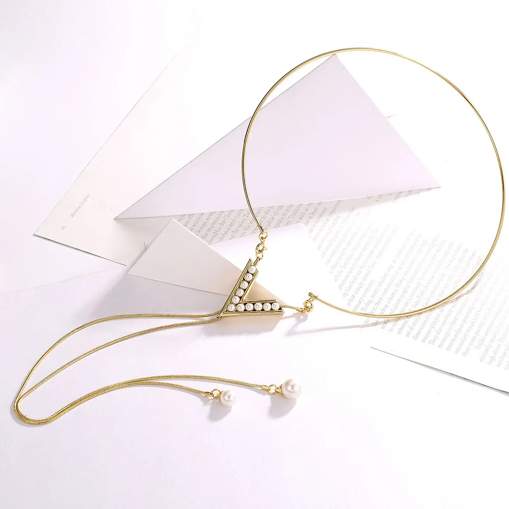 Viennois Новый Золотой Цвет V-shaped Ожерелья &amp Lariats для Женщин Моменты Искусственный