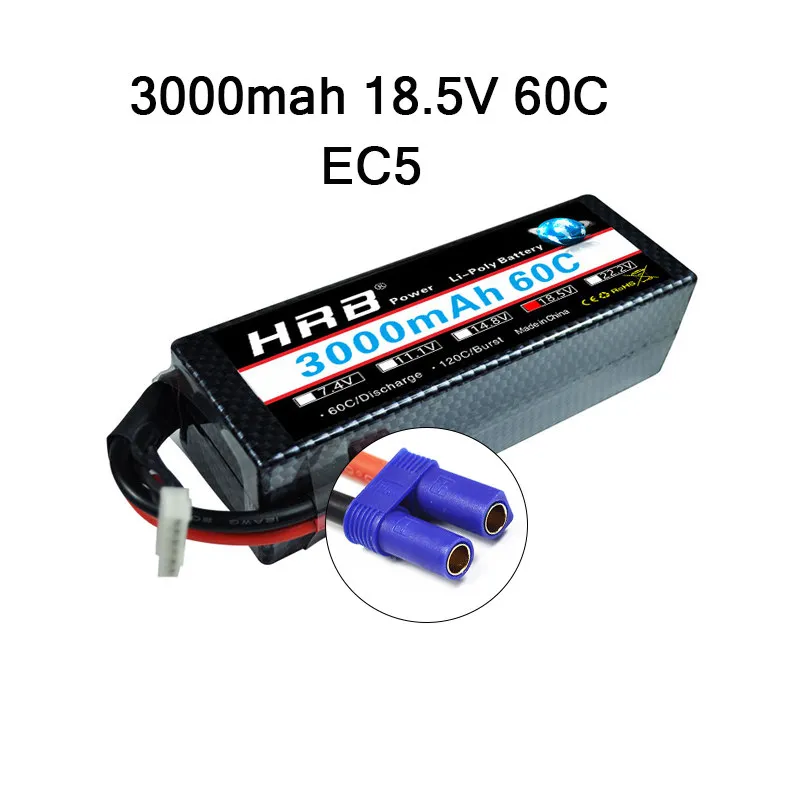 HRB 3000mAh Lipo 2S 7,4 V 3S 11,1 V 4S 14,8 V 5S аккумулятор 18,5 V 60C 120C XT60 Жесткий Чехол для радиоуправляемого автомобиля квадрокоптера вертолета самолета - Цвет: 5S 3000MAH 60C EC5