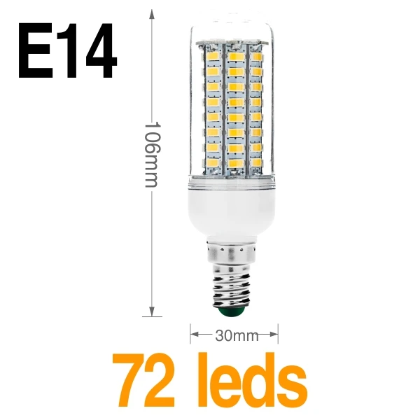 E14 72leds E27 E14 светодиодный шарик 30 36 56 72 89 светодиодный s люстры лампы в форме свечи SMD5730 лампа светильник светодиодный кукурузный светильник 220 В лампада светодиодный s Свеча светильник Точечный светильник - Испускаемый цвет: E14 72leds