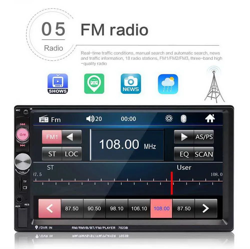 7023B мультимедийный MP5 плеер 2 din 7 &quotbluetooth Сенсорный экран цифровой дисплей HD USB SD 2din