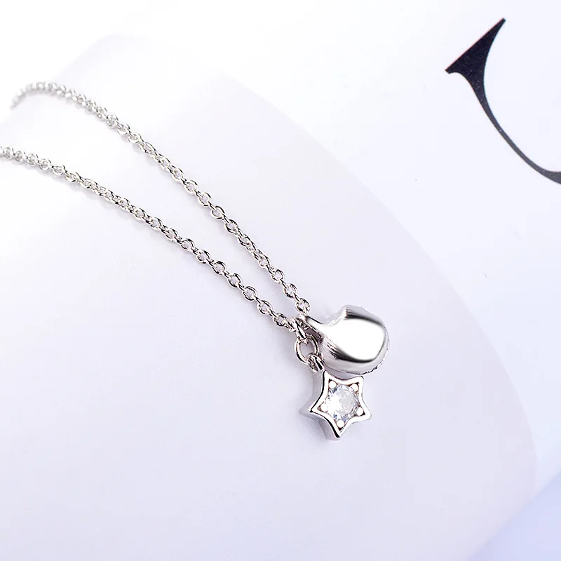 FENGLI 925 Silver Full Clear Crystal Style Necklaces Star Lover's Valentine's Day Gift Collar De Plata Femme Jewelry | Украшения и