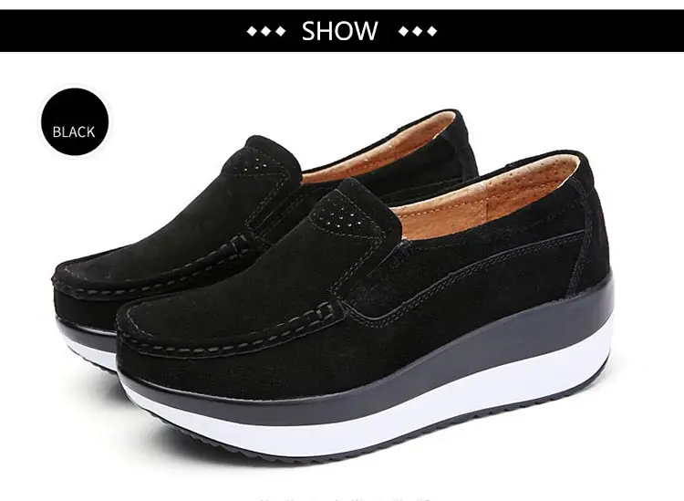 Platform shoes woman fashion sneakers women genuine leather casual women shoes round toe Loafers ladies flat shoes women