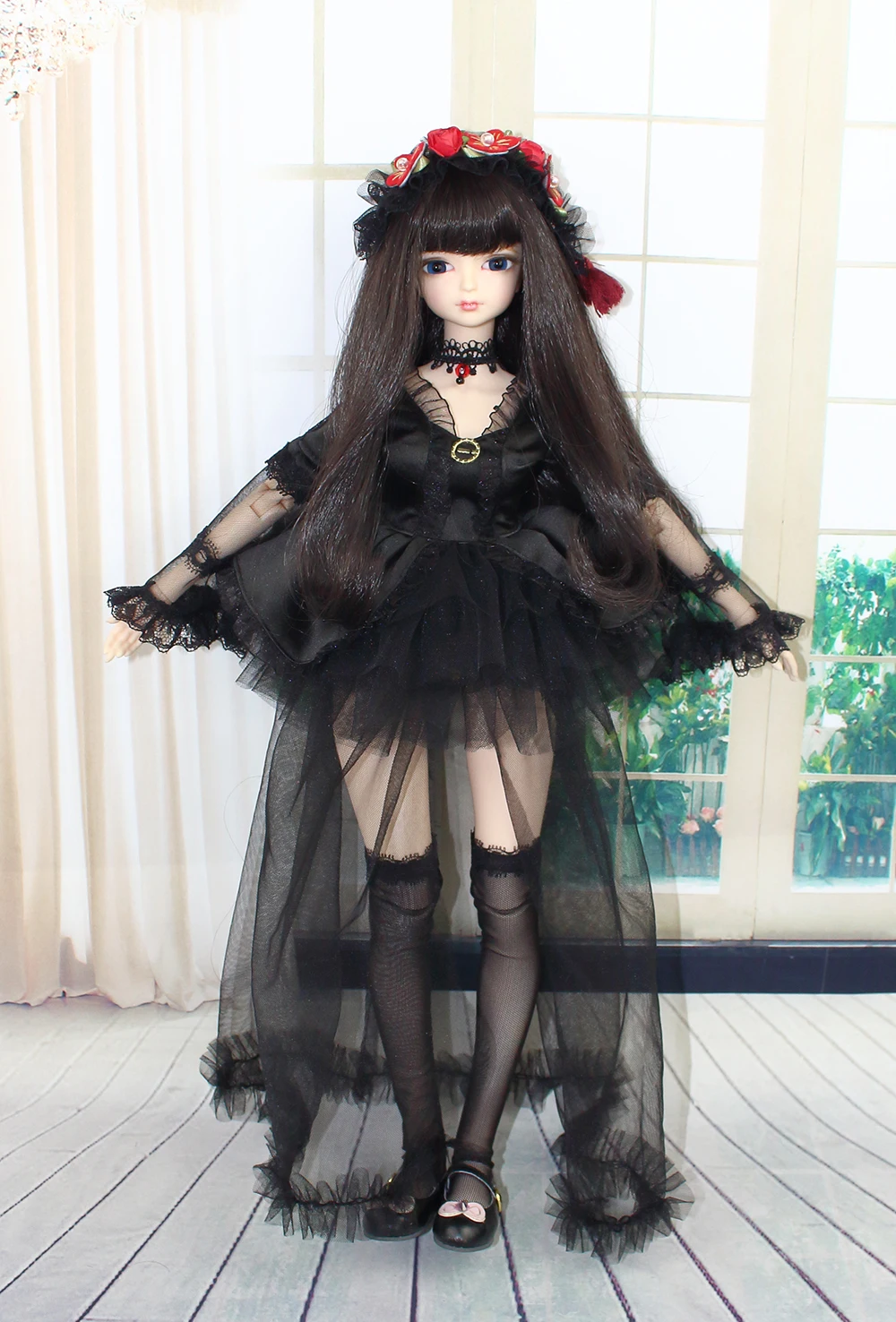 Fortune дней 1/4MMGIRL BJD Кукла Совместное тела с ручным душем-макияж reborn для маленьких девочек черное платье игрушечная обувь кукла Изысканная подарочная коробка