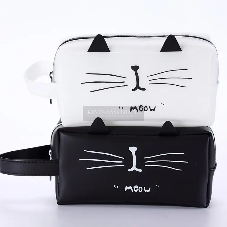 Чехол для карандаша с белым котом супербольшие силикагелевые школьные