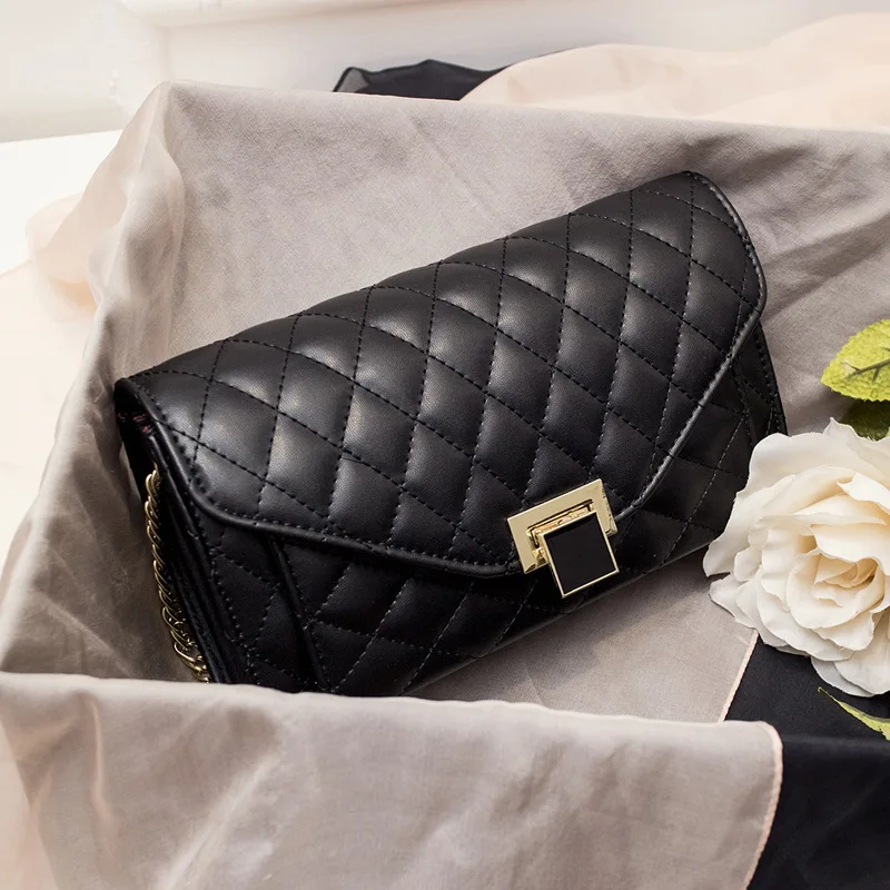 Женская Сумка 2017 Новая Девушка ИСКУССТВЕННАЯ Кожа Вообще Мини Цепь Lingge Цепи