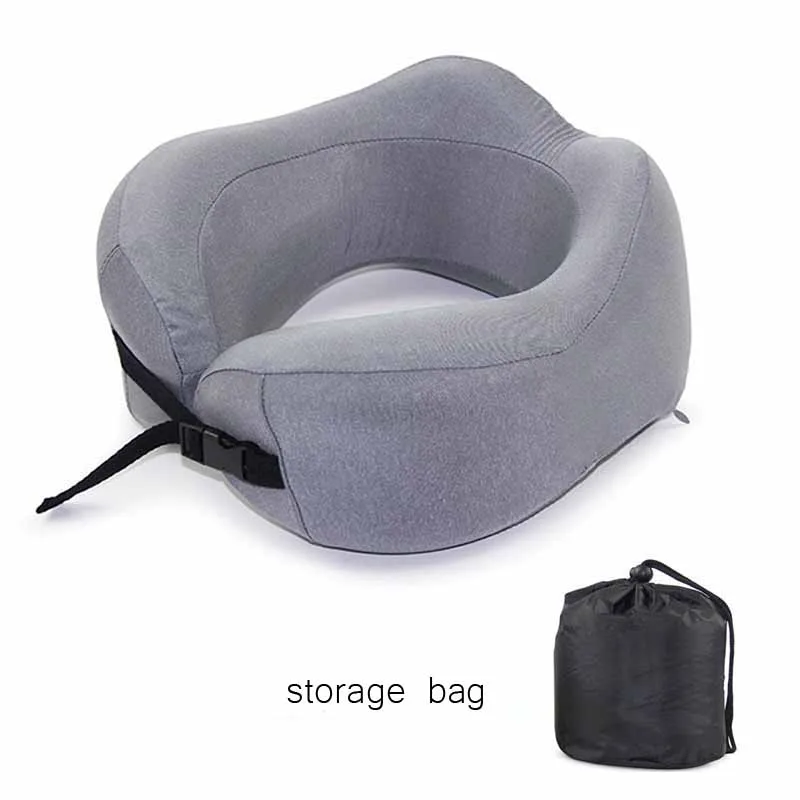 grey storage bag Новые u-образные подушки для шеи из пены с эффектом памяти, мягкие медленные подушки для путешествий, однотонный шейный затылочный медицинский постельные принадлежности, Прямая поставка - Цвет: grey storage bag