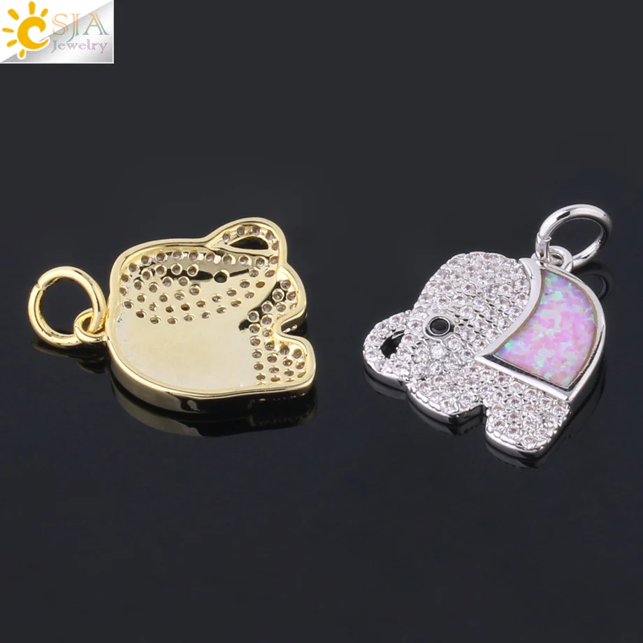 CSJA огненный опал слон подвески ранние браслеты микро-ПАВЕ CZ хрустальные бусины