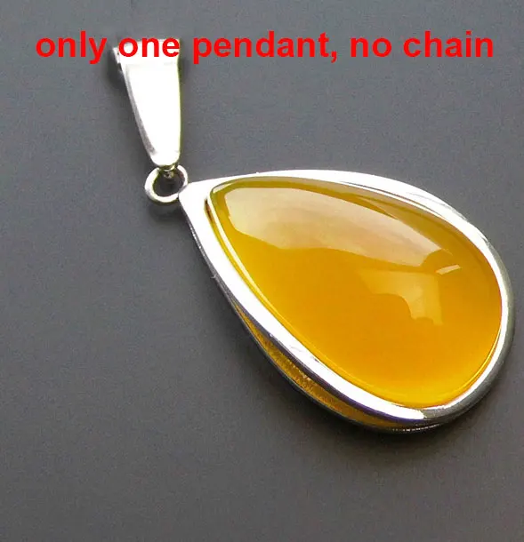 only one pendant FNJ 925 Серебряный кулон натуральный желтый камень натуральная S925 Solid серебряный Water Drop подвески для Для женщин ювелирных изделий - Окраска металла: only one pendant
