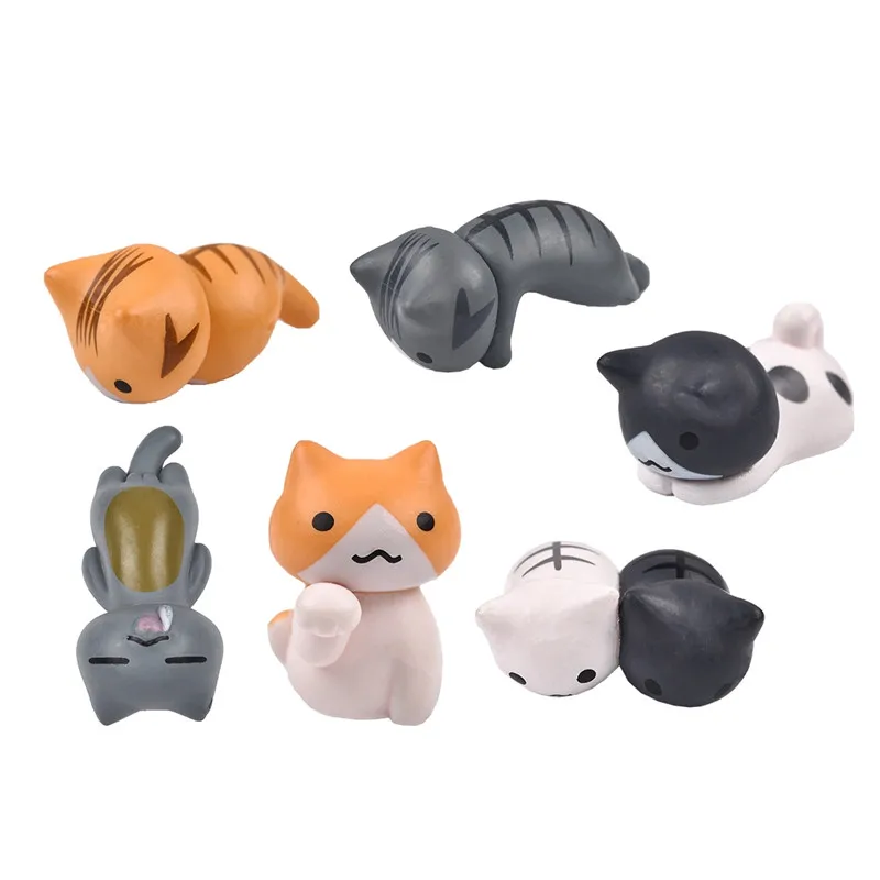 as the picture Прекрасный 6 шт./компл. с изображением из мультфильма Lucky Cat микро пейзаж котенок миниатюрный ремесло Домашний Сад украшения бонсай миниатюры подарок - Цвет: as the picture