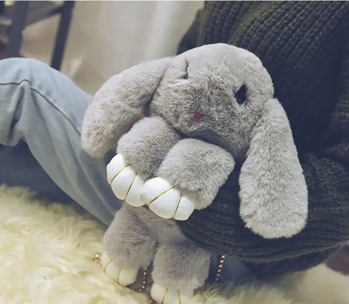 SMOOZA мертвой женская сумка через плечо с цепочкой из меха кролика Рекс милая