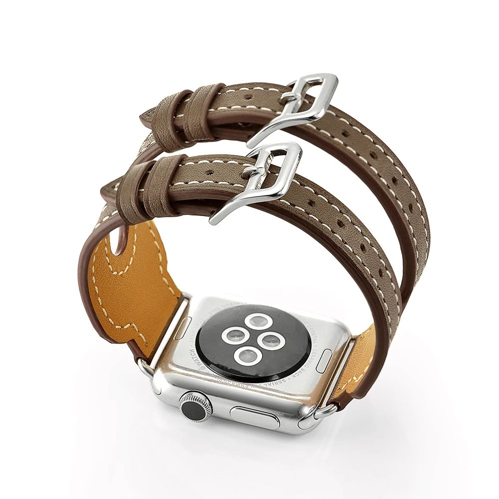 Серия 5/4/3/2/1 браслет из натуральной кожи с двойной пряжкой для Apple Watch 38 мм 40 42 44