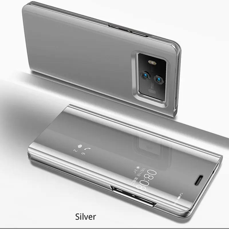 Чехол с откидной подставкой для телефона huawei mate 8 9 10 lite Pro P20 P10 P9 P8 lite P9 P10 Plus, умный прозрачный зеркальный чехол Caso - Цвет: Silver