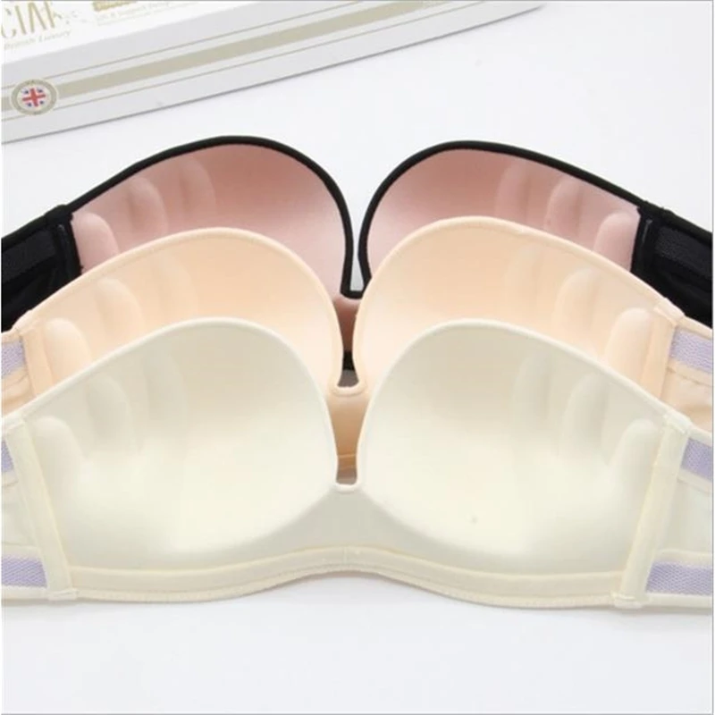 Женские Невидимые бюстгальтеры пуш ап без бретелек демисезонный бюстгальтер