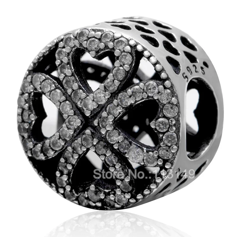 

White Zircon Micro Pave Hollow Heart Ball Authentic 925 Sterling Silver European Charm Beads Fine Jewelry Accessories SZPB248