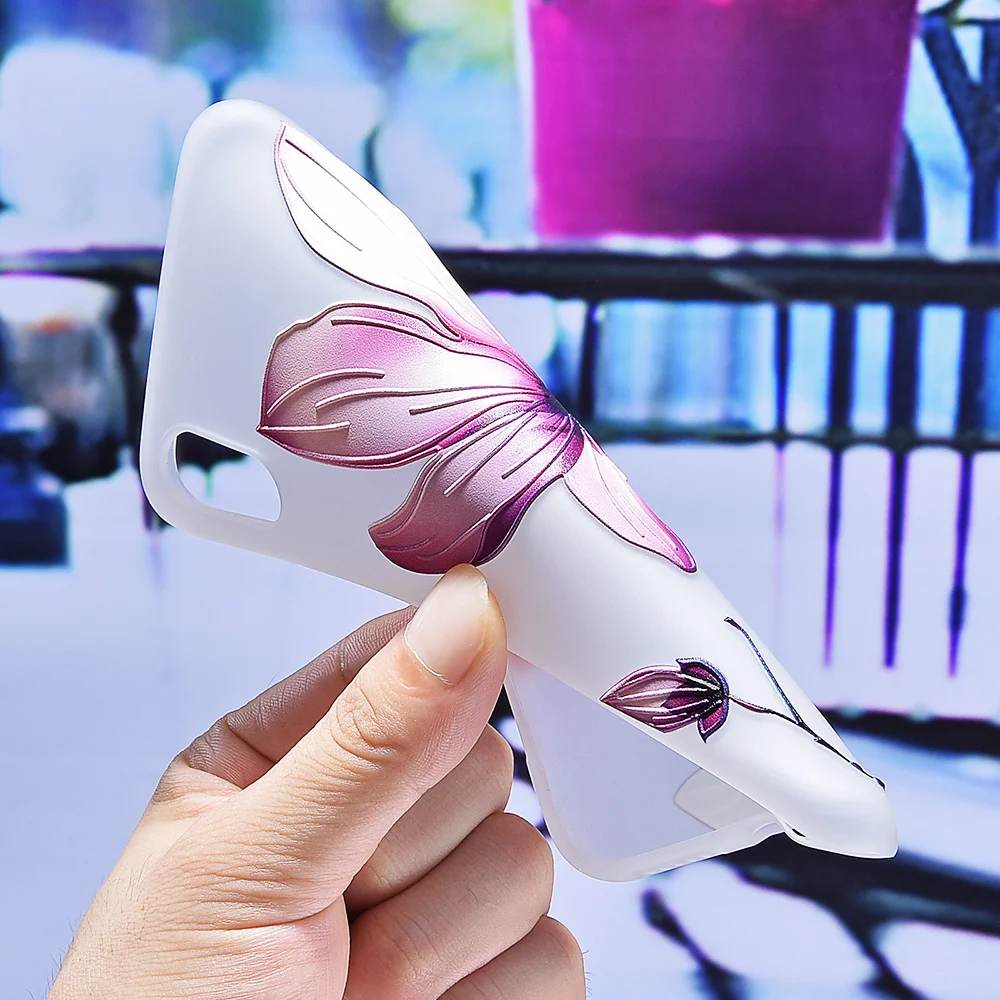 3D силиконовые милосердия цветочный чехол для iPhone 6 s 7 XS 8 Plus X XR MAX мягкий