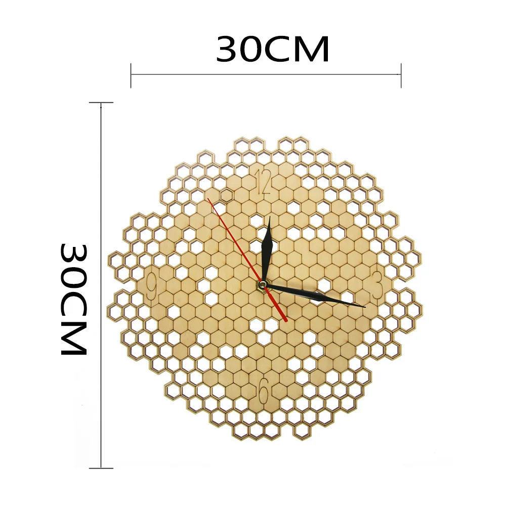 Деревянные часы с цифрами тихие настенные шестигранным дизайном символ