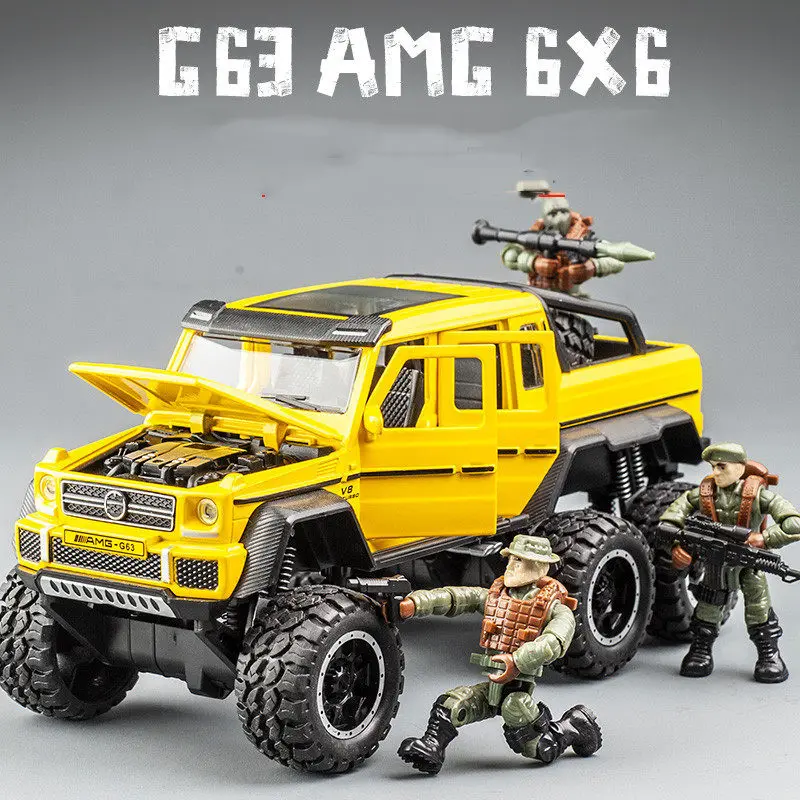 19 см 1/32 металлическое ведро бронированный автомобиль сплав классический AMG G63 6X6 пикап Внедорожник сильнейший автомобиль игрушки оттягивающаяся назад Модель литья под давлением