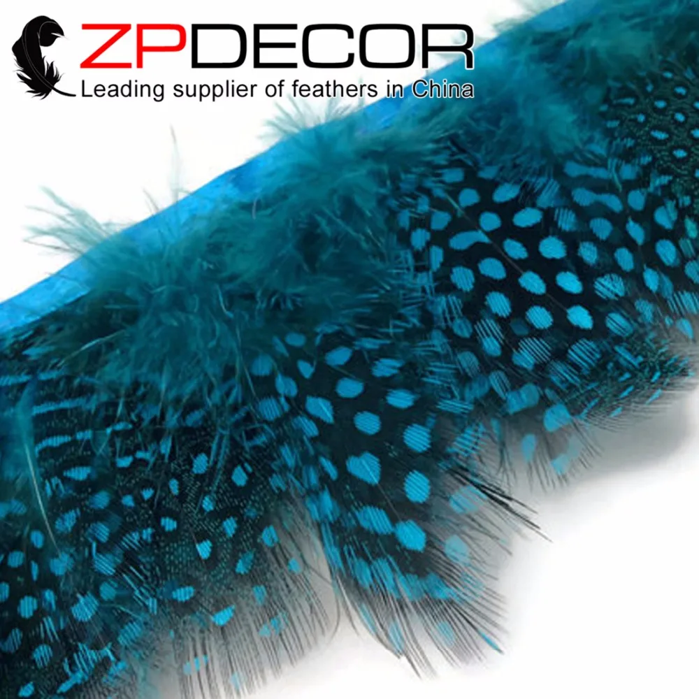 

ZPDECOR Factory Direct Sale 1-3inch 10yards/lot Blue Guinea Hen Plumage Feathers Trim for Party Decoration