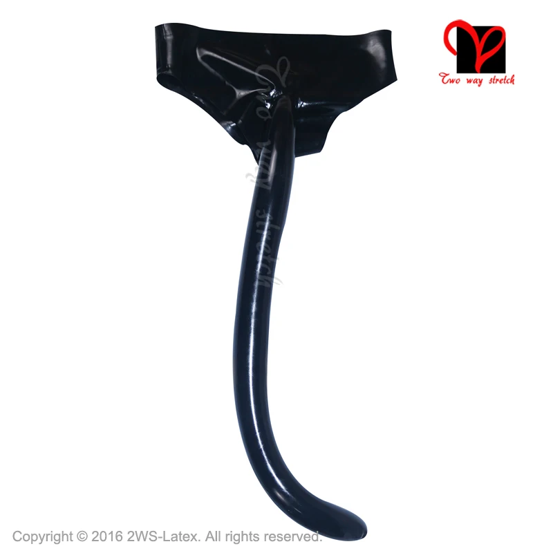 Sexy Black Latex Briefs with cat tail Underwear shorts Sexy Classic low cut ubber Underpants bottoms pants KZ-048