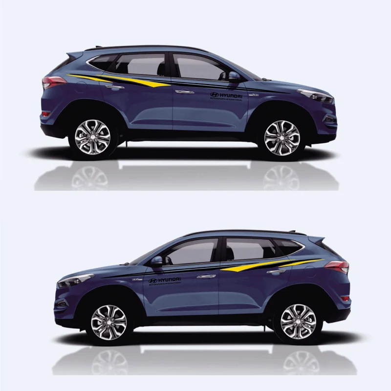 TAIYAO автомобильный Стайлинг спортивный автомобиль наклейка для hyundai SANTAFE IX35 Tucson Mark Levinson автомобильные аксессуары и наклейки Авто Наклейка - Название цвета: Blue car