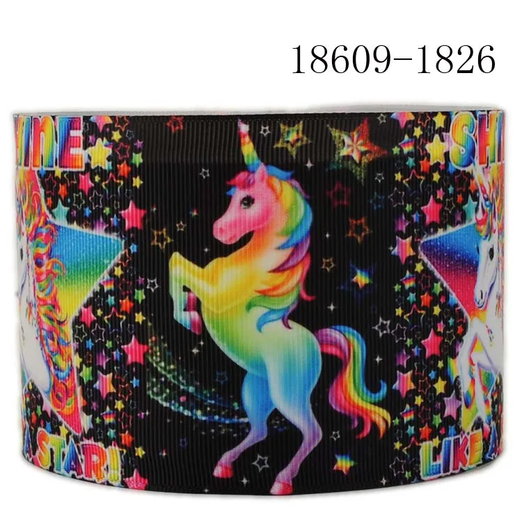 18609-1826 10 ярдов-разные размеры-единорог напечатанная лента-милый рисунок единорога лента - Цвет: 18609-1826