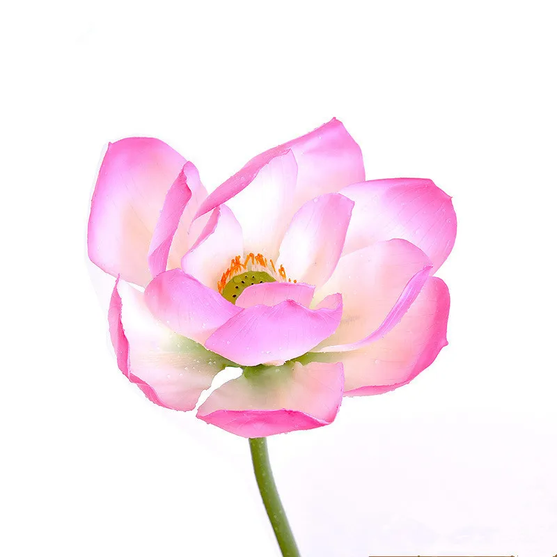 rose red Искусственный цветок в виде листа лотоса, сделанный вручную, на одной ветке, цветок лотоса, растение, украшение для дома, гостиной, сада - Цвет: rose red