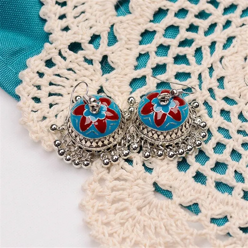 Винтажная Капля воды турецкий Jhumka Boho серьги для женщин в стиле ретро бусы с