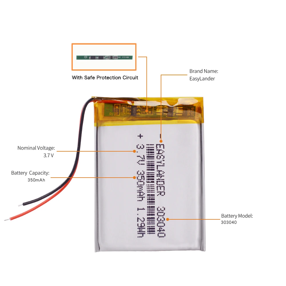 10 шт./лот 3 7 V 350mAh 303040 перезаряжаемый литий-полимерный литий-ионный аккумулятор