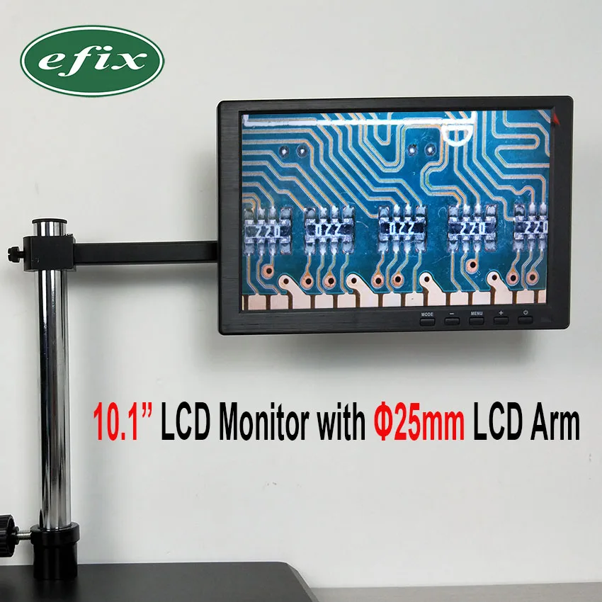 10.1 Inch 25mm Arm Efix 10," 8" ЖК-экран монитор HDMI USB VGA AV BNC с 33 мм 25 мм диаметр металлическая Поддержка Arm Монокуляр тринокулярный микроскоп - Цвет: 10.1 Inch 25mm Arm