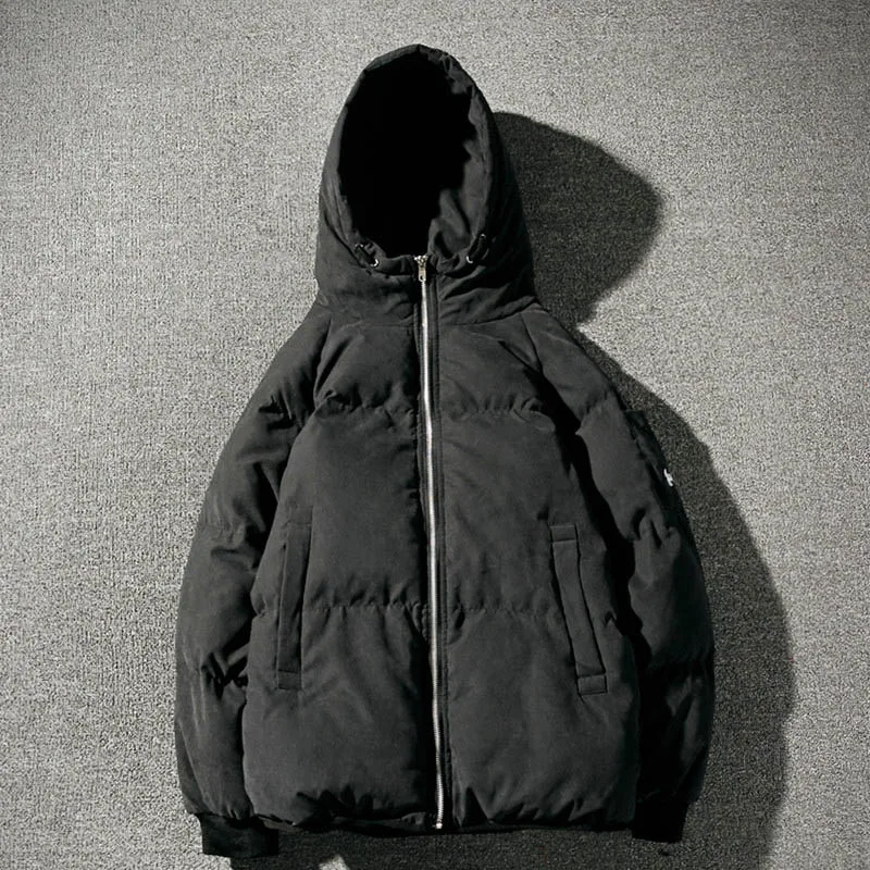 asian size- black Зимняя куртка для мужчин, Модное теплое пальто, верхняя одежда с хлопковой подкладкой, мужские пальто, куртка, брендовая куртка с капюшоном и воротником, приталенная плотная парка, Размер M-5XL - Цвет: asian size- black