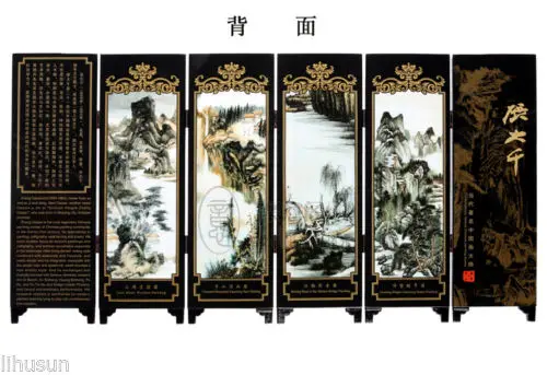 Китайский винтажный ландшафт от Zhang Daqian деревянный лак 6 шт. складной экран|folding