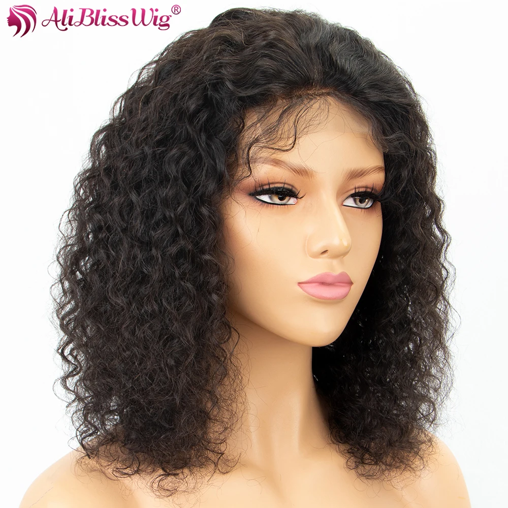 

4x4 Lace Closure Wig Curly Lace Front Human Hair Wigs For Black Women Brazilian Remy Short Curly Bob Wig Pre Plucked ALIBLISSWIG