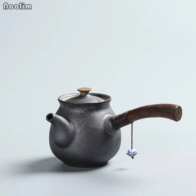 NOOLIM Ручной Работы Керамический Чайник Китайский чайник винтажный эбеновая деревянная ручка минималистичный чайный набор кунг-фу чайник