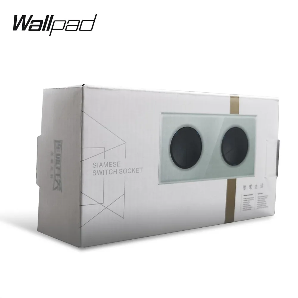 Настенная розетка Wallpad L6 из закаленного стекла, европейская, с двойной рамкой, 16 А (art.: 7ad207262) - 7ad207262