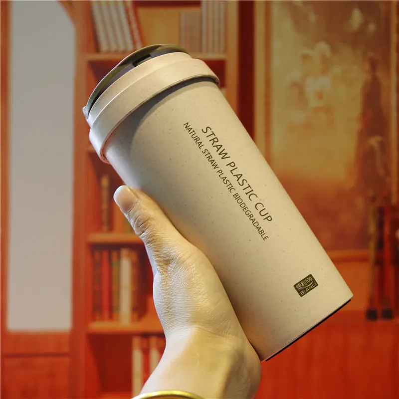 500 мл портативная здоровая Экологичная BPA бесплатно Двухстенная Пшеничная солома