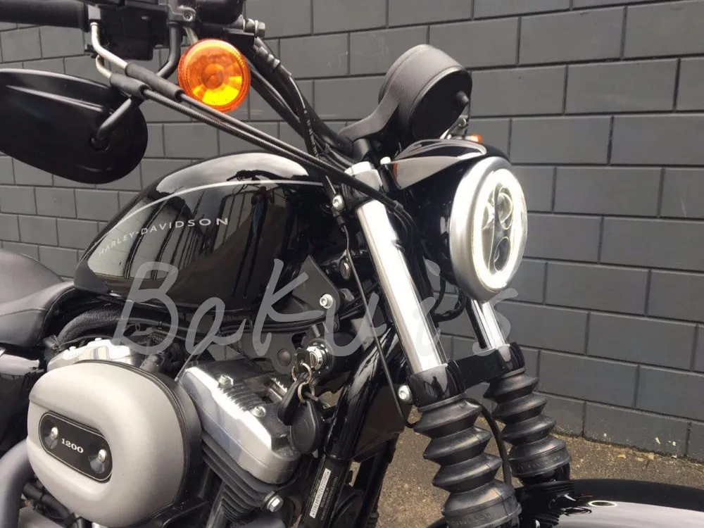 5 75 фары для мотоцикла светодиодные подходят &quotH4 Фары с ангельским глазом Harley Bike