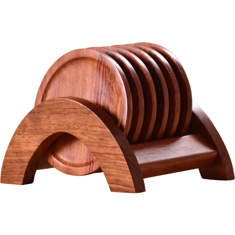 

Creative mahogany Kongfu tea mat coaster round rosewood tea tray creative cup drag heat insulation mat factory outlet