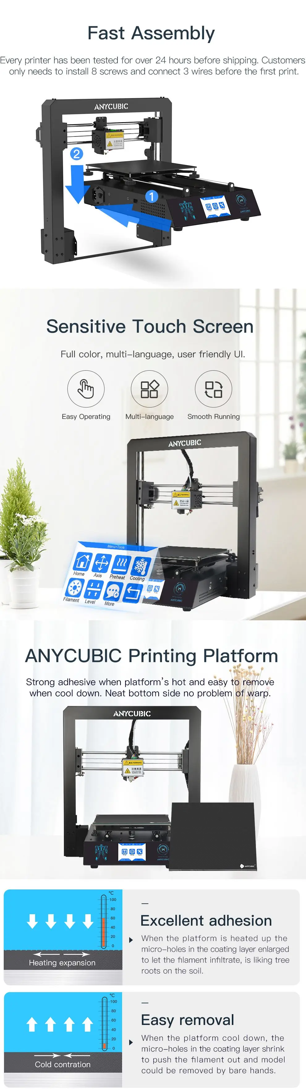 ANYCUBIC 3d принтер I3 Мега Полный металлический каркас промышленного класса высокой точности размера плюс дешевые сопла 3d принтер PLA нити