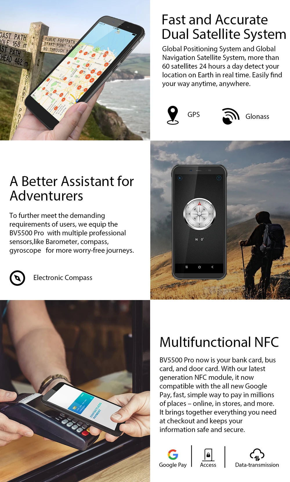 Мобильный телефон Blackview BV5500 Pro, 5,5 дюймов, 3 Гб ОЗУ, 16 Гб ПЗУ, четырехъядерный процессор MT6739V, Android 9,0, 4400 мАч, две sim-карты, NFC, смартфон