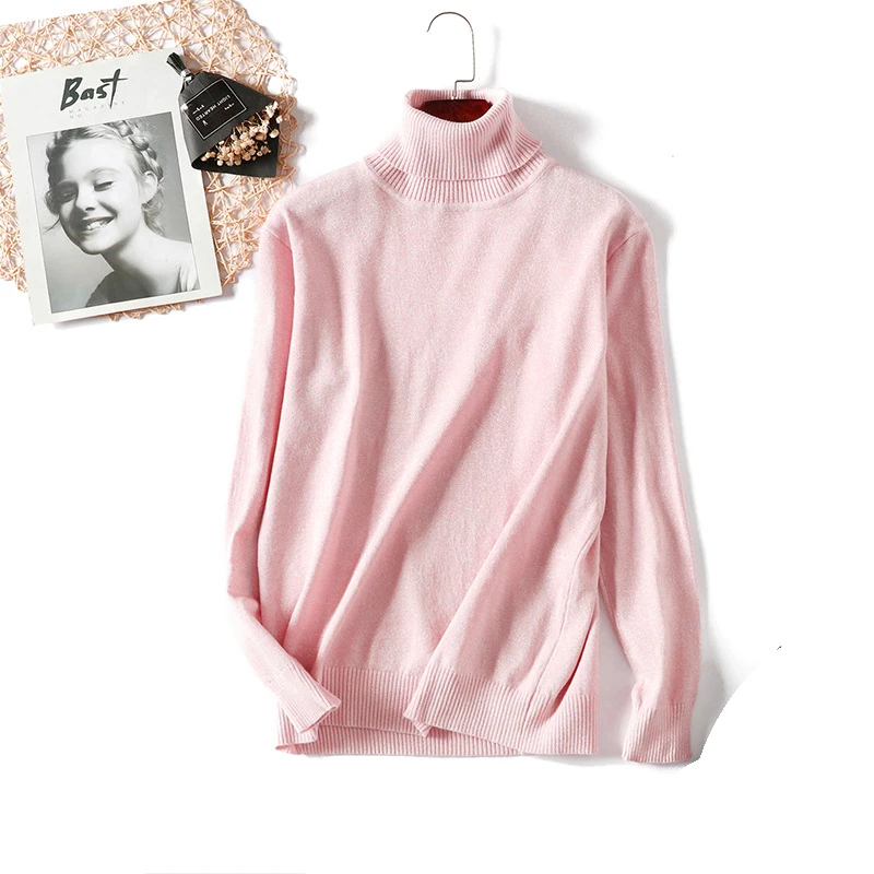 Черный свитер водолазка Женский пуловер эластичный вязаный ребристый джемпер