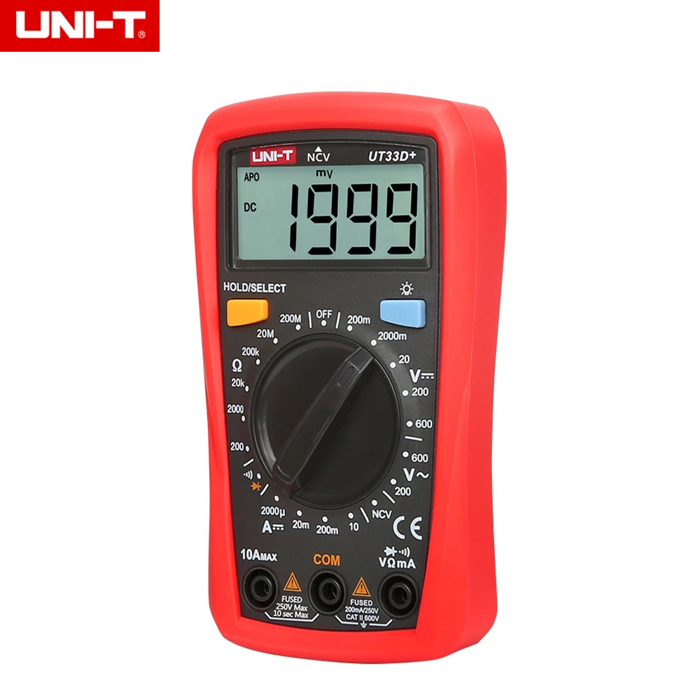 UNI-T UT33D + цифровой мультиметр с NVC Тестер Диапазон 60 в измеритель напряжения 10A DC