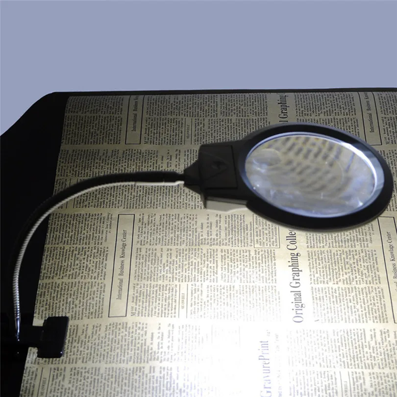 New Desk Lamps Lighted Table Top Magnifier Magnifying Glass Clamp 3 x AAA Batteries(Not Included) Luces 40DC6 | Освещение