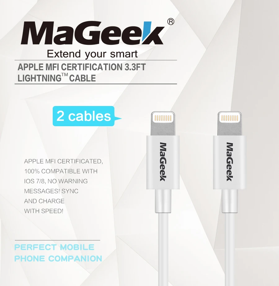 Мобильный телефон MaGeek [2 шт.] кабель Lightning USB сертифицированный MFi для iPhone Xs Max X 8 7 6