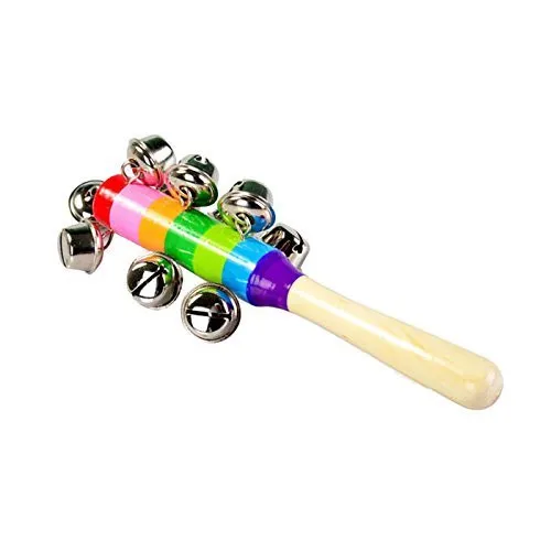

Infant Shaker Rattle Colorful wooden bell Orff instruments Baby Rattles 10 percussion string of bells Educational Hand bell